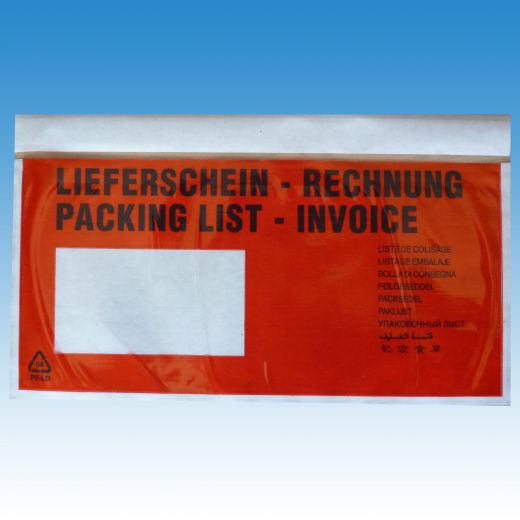 1000 St�ck Dokumententaschen DIN lang - Lieferschein/Rechnung mehrsprachig